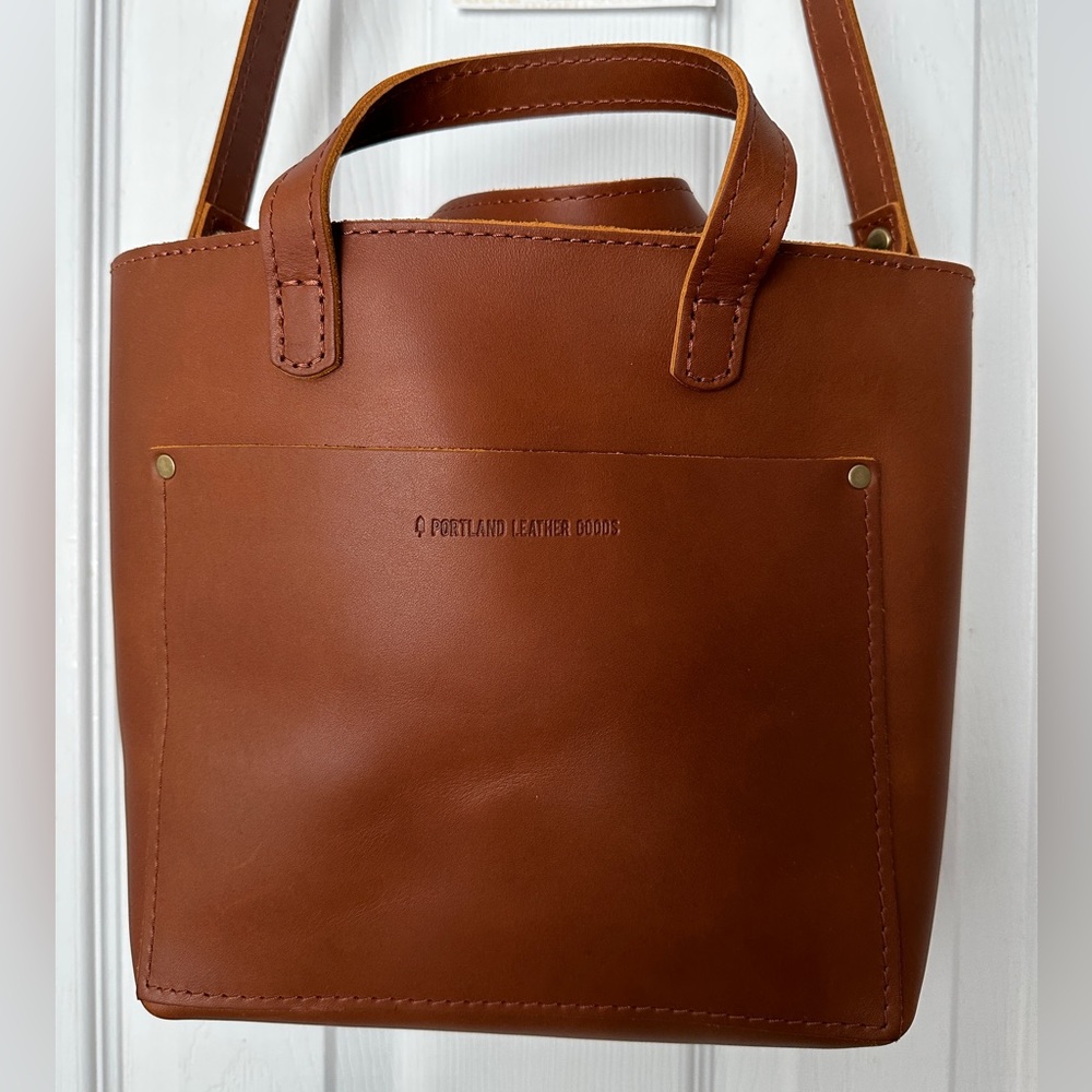 Portland Leather Goods mini crossbody with zipper in honey. New